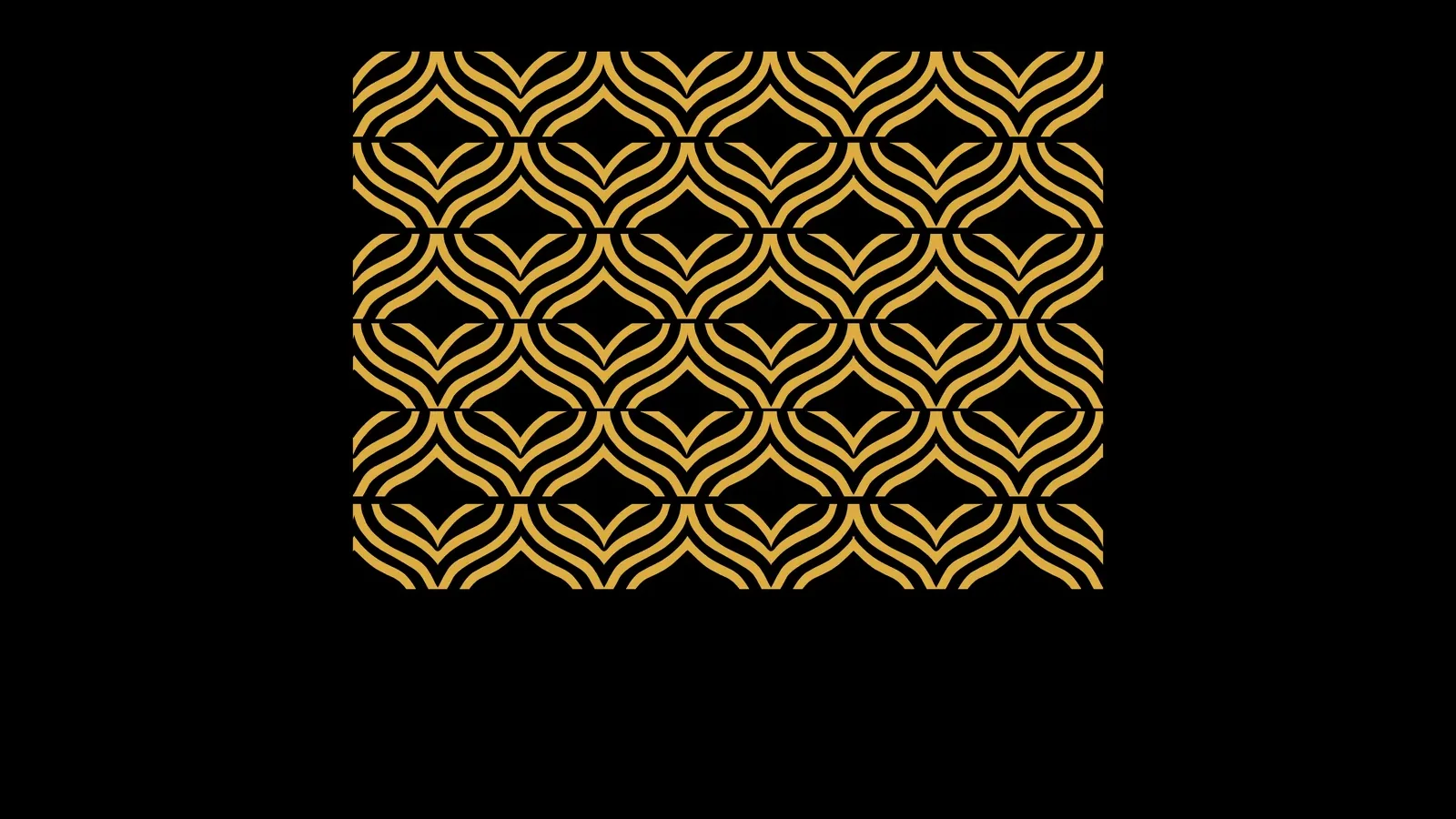 Brand pattern of interlocking gold hair waves on black