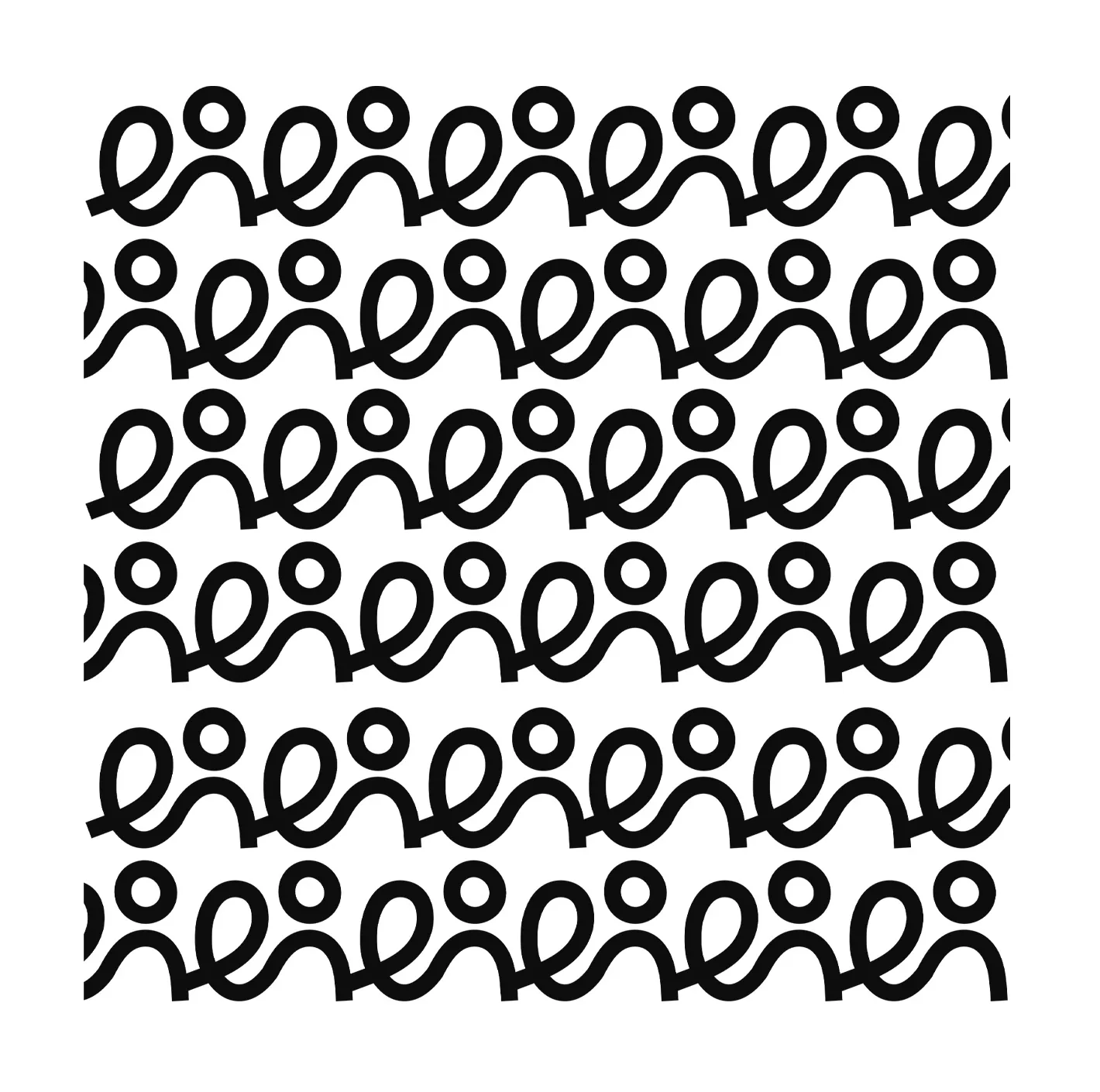 Edwin brand pattern: rows of the looping e-and-figure motif in black on white