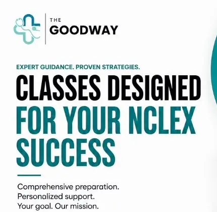 Before: the old Goodway flyer header, a teal medical-cross logo over a condensed all-caps headline